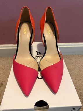 ALDO Pink & Orange Pointed D'Orsay Pumps